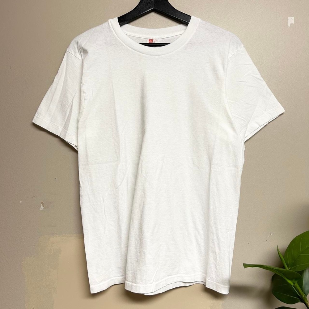 Vintage 90s Hanes Blank Single Stitch White Shirt Mens M
